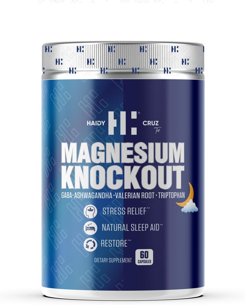 Haidy Cruz Fit Magneesiumtsitraat - looduslik uneabi ja meeleolu tõhustaja täiendus - Metaboolne tugi, immuunsuse suurendamine Ashwagandha pulbriga (60 kapslit)
