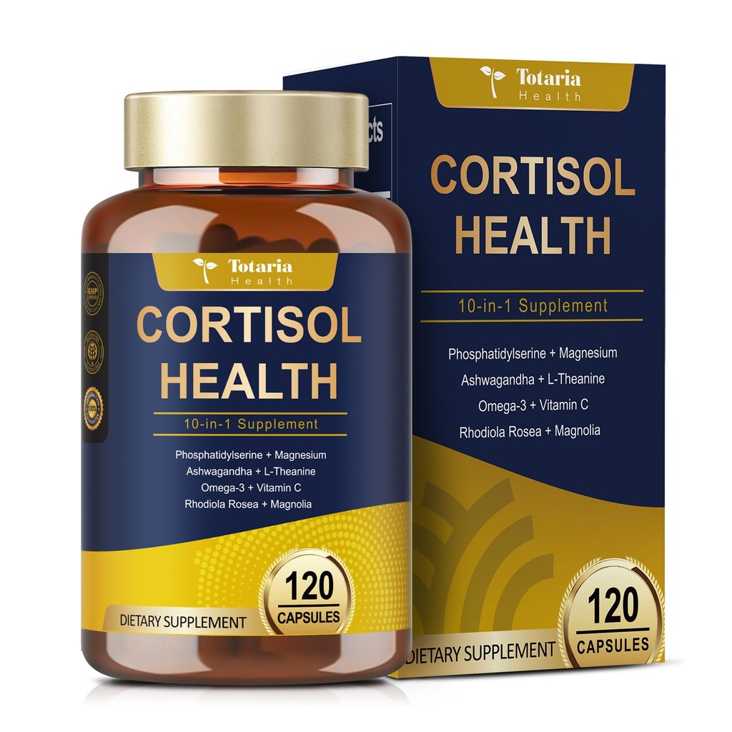 Totaria kortisooli lisand koos ashwagandha, magneesiumi, rodiola Rosea, L Theanine, Hormone tasakaal naistele 120 Vegan kapslit (pakk 1)