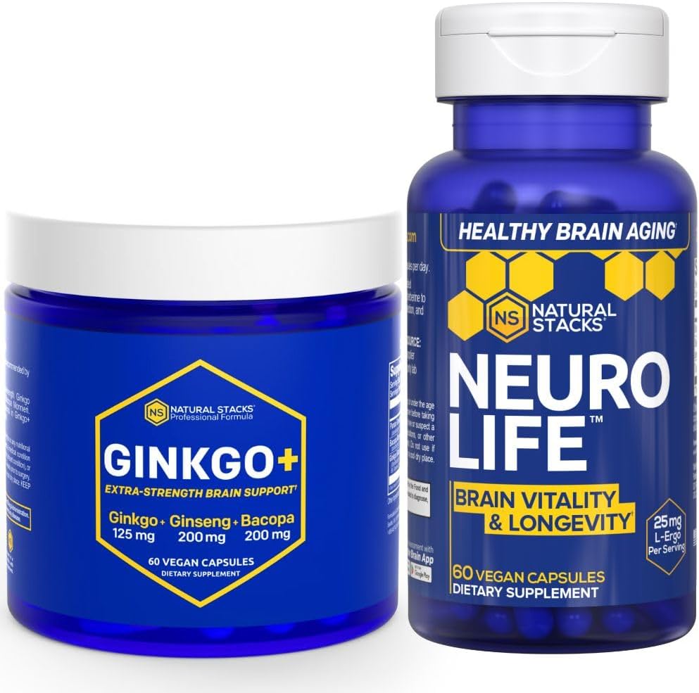 Ginkgo Biloba + NeuroLife Supplement Bundle - toetab vaimset jõudlust ja aju pikaealisust * - 120 kogukapslit