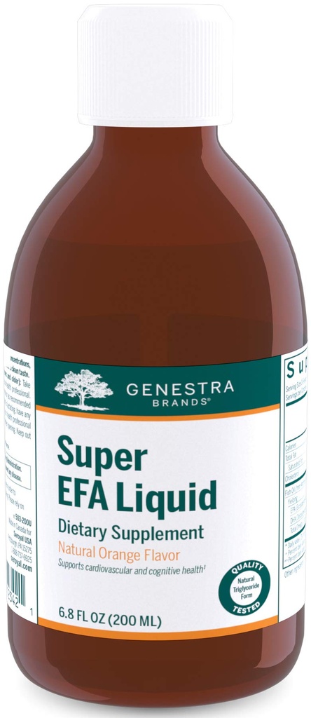 Genestra Brands Super EFA Vedelik | Toetab südame-veresoonkonna tervist ja aju, silmade ja närvide arengut lastel * | 6,8 Fl Oz | Looduslik oranž maitse