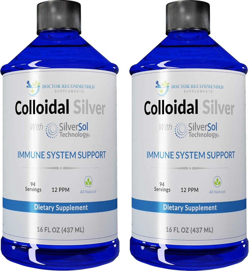 Kolloidne hõbevedelik - 12 PPM Premium Silver Solution, 60 MCG per Serving, kõik looduslikud, Vegan Immune System Support, Ionic Silver Water Daily Mineral Supplement (2-16 Fl oz pudelid)