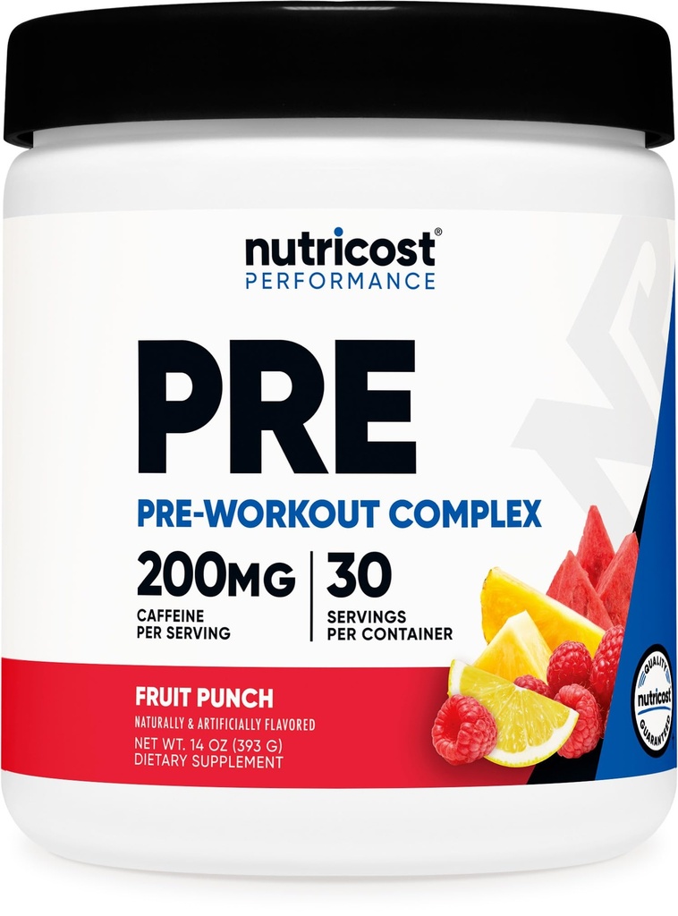 Nutricost Pre-Workout Complex Pulber (30 Servings, Fruit Punch) - beeta-alaniini, tauriini ja aminohapetega