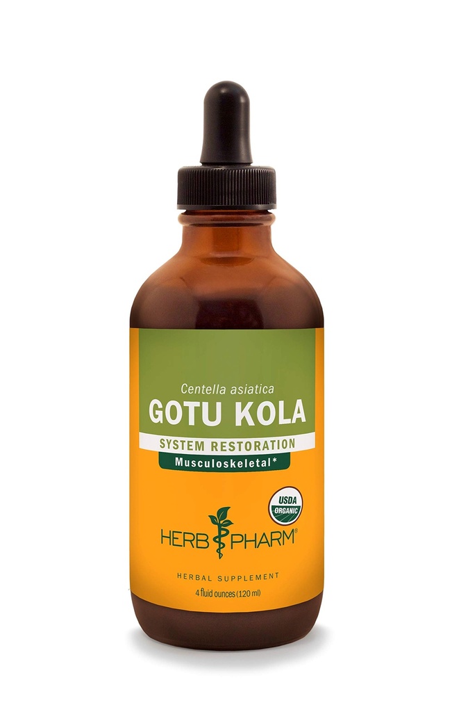 Herb Pharm Sertifitseeritud Orgaaniline Gotu Kola Vedelik Ekstrakt Lihas-skeleti süsteemi toetuseks - 4 Ounce