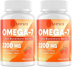 Omega-7 Sea Buckthorn Oil - omega-3 EPA / DHA kalaõli, kaneem, lambaläätse, ALA, roheline tee, Cayenne pipar, kurkum, resveratrool, must pipar - gluteenivaba 2Pack