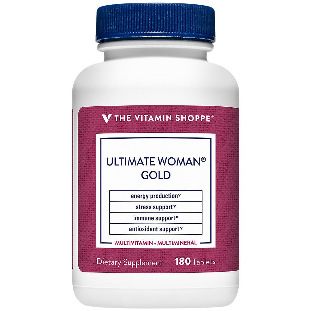 Vitamiin Shoppe Ultimate Woman Gold Multivitamiin - raua, B-vitamiinide ja D3-vitamiini ja muuga, et toetada energiatootmist, luude ja immuunsüsteemi tervist - Gluteenivaba multi-Mineral (180 tabletti)