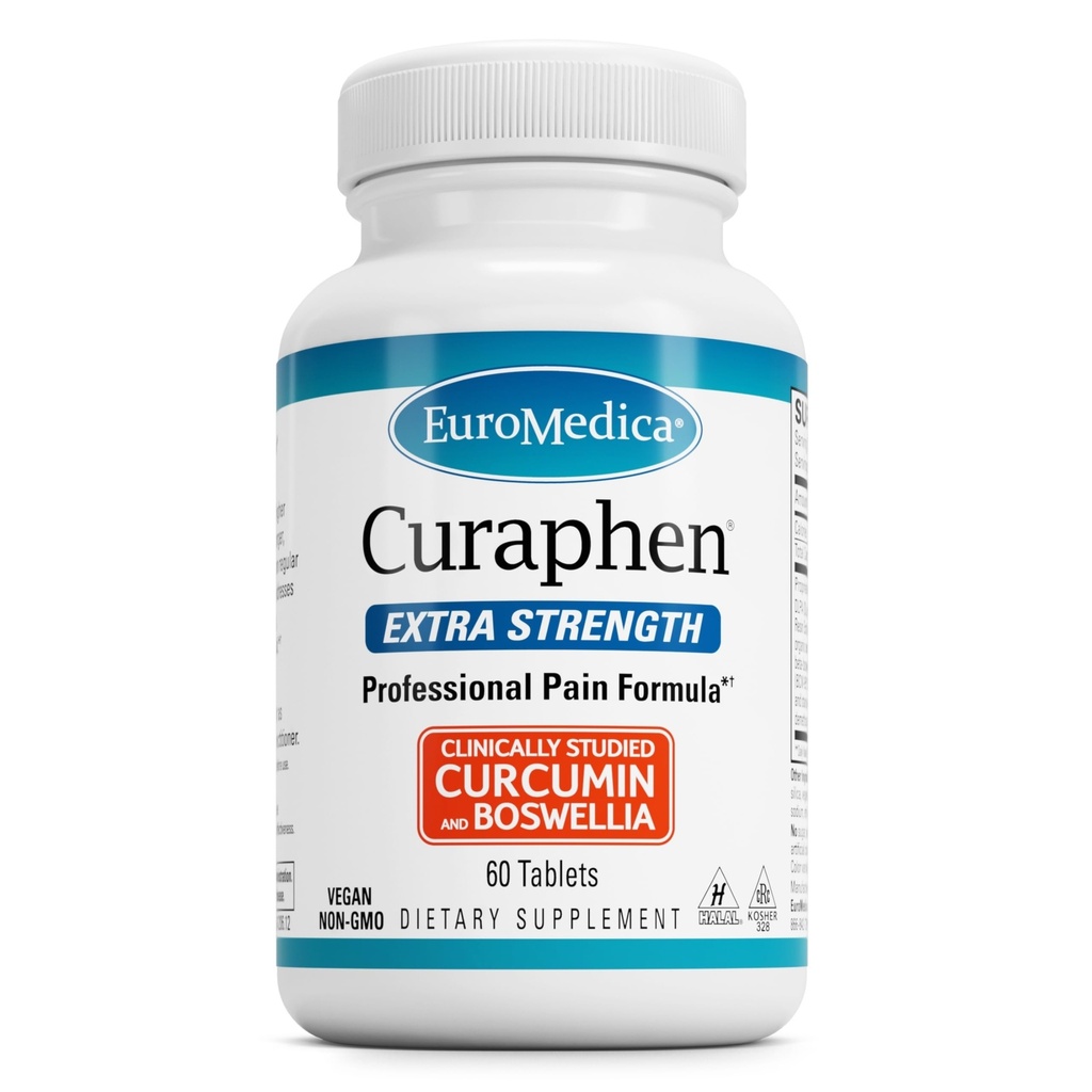 EuroMedica Curaphen Extra Tugevus - Curcumin & Boswellia Supplement for HealthyCirculation Support - Kurkum täiendus liigeste, lihaste tervise ja endorfiini tootmise toetamiseks - 60 tabletti