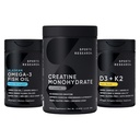 Spordiuuringute kolmekordne tugevus Omega 3 kalaõli - hapukooreta kalaõli lisand w / EPA & DHA rasvhapped, kreatiini monohüdraat ja taimepõhine D3-vitamiin K2 kookosõliga