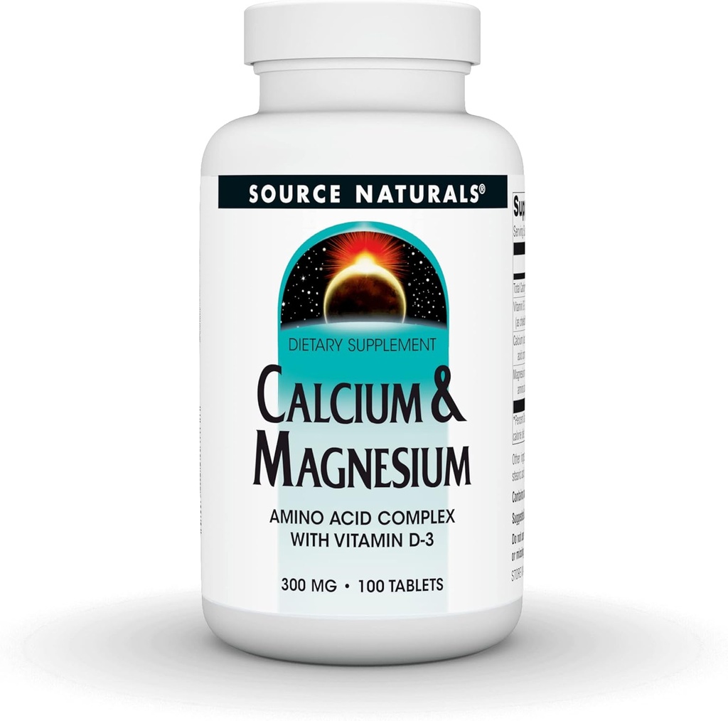 Allikas Naturals Kaltsium ja Magneesium, Aminohappe kelaat vitamiin D-3, 300 MG - 100 tabletti