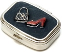 9310 Ristkülikukujuline väike Pill Box Korraldaja Black Red Gold Naised Reisi Pill Case Purse Taskukonteiner Daily Portable Medicine Vitamiin Box Ravimid Täiendus Mini Hoidmine
