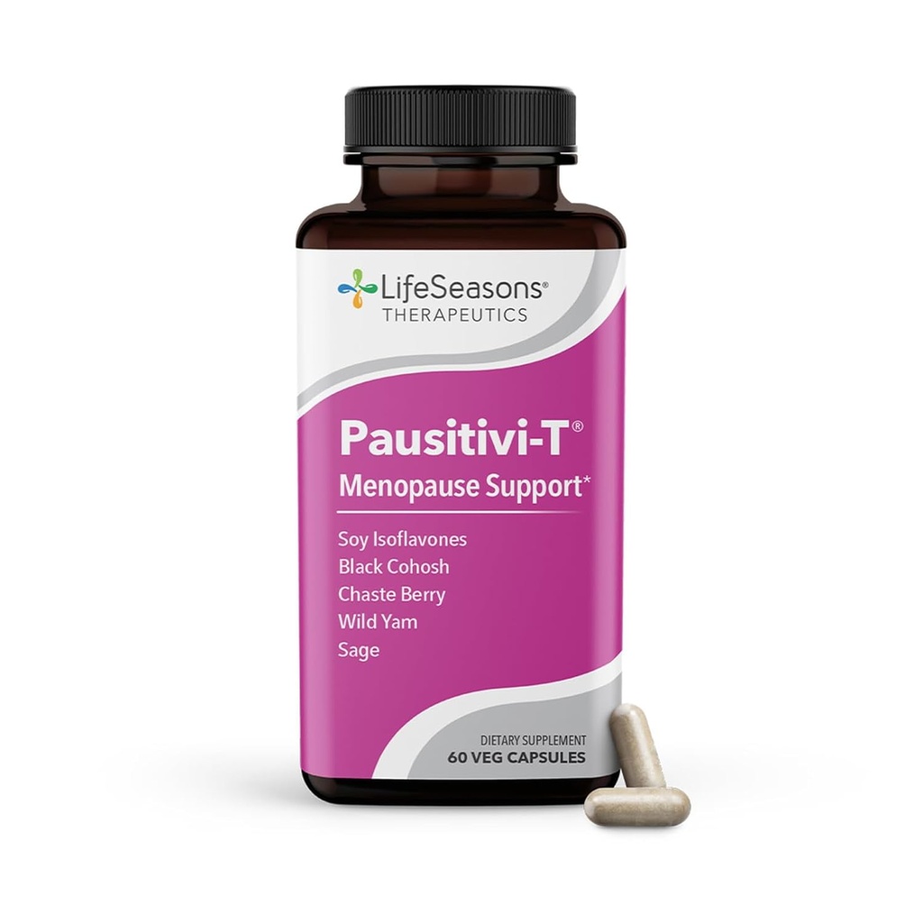 LifeSeasons Pausitivi-T koos Beau-T-ga - Menopausi tugisammas - võimas leevendus kuumade välkude, hormoonide tasakaalutuse ja öiste higiste jaoks - toitev koe - salvei, Chasteberry, soja isoflavoonid