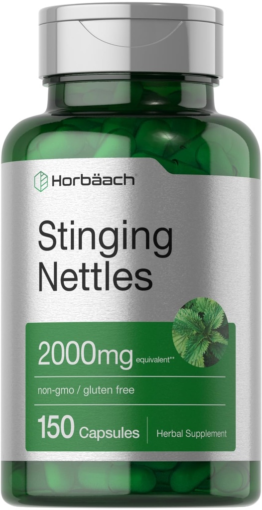 Horbäach Sting Nettle kapslid 2000mg | 150 Count | Herbal Leaf Extract Supplement | Non-GMO, Gluteenivaba