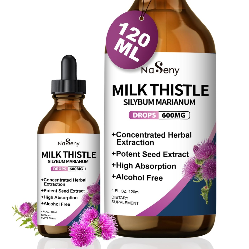 Piimaohakalisand, silimariini piimaohaka ekstrakt maksa toetamiseks, puhastamiseks, detoksiks, antioksüdandiks, igapäevaseks maksalisandiks, Vegan & Non-GMO, 4 FL OZ