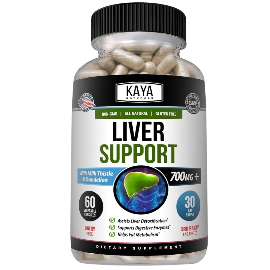Kaya Naturals Maks Puhasta Detox & Remont - Piimaohaka täiendus - Maksa detox naistele ja meestele - Artišoki ekstrakt ja Dandelion Juurkapslid - 60 Count