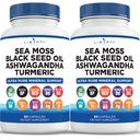 Merisambla musta seemne õli Ashwagandha Turmeric Bladderwrack Burdock - Manuka, Honey Dandelion, ACV Black Pepper Gluten Free - 2-Pack