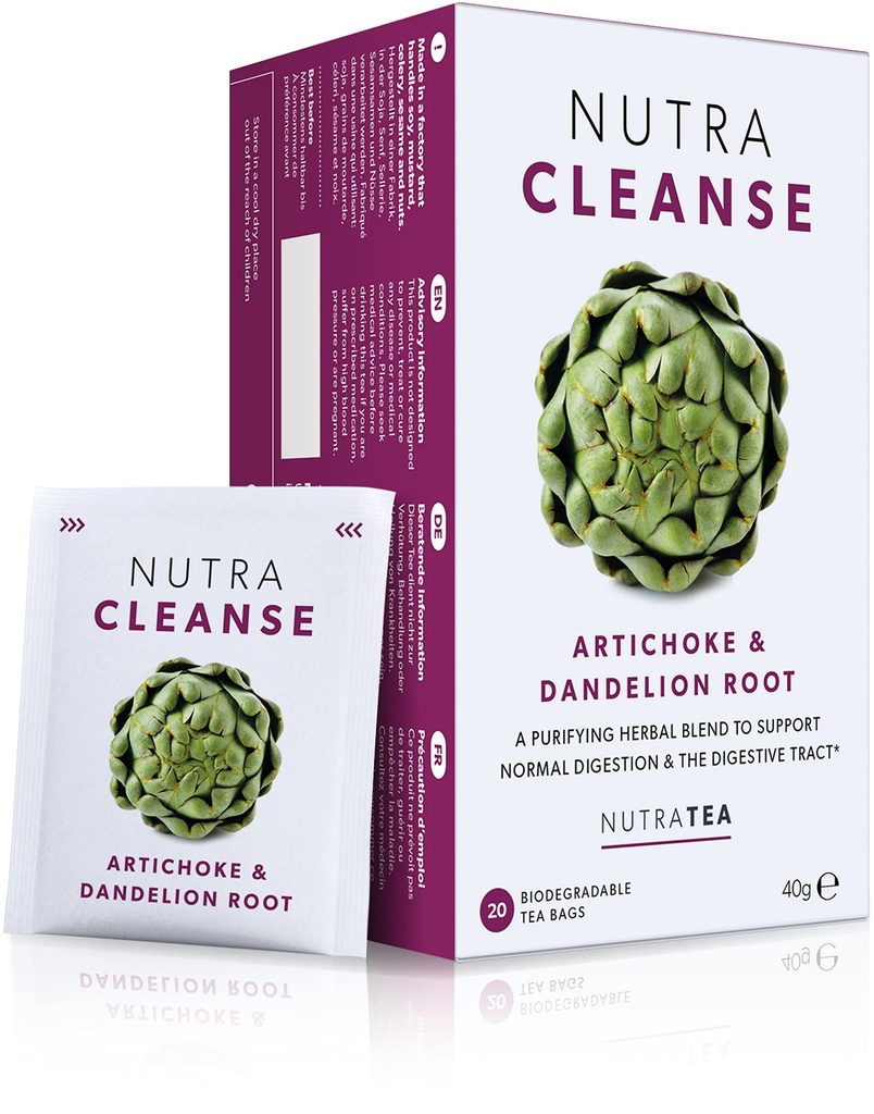 Nutra Tea NUTRACLEANSE - Detox Tea | Colon Cleanse Tea | Kõhukinnisus Teabags - Full Body Detox Cleanse - Sisaldab Dandelion Juur & Burdock Juur - 20 Individuaalselt Pakitud kotid - Taimne Tee (1 Pack)
