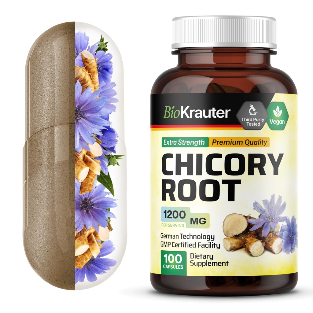 BIO KRAUTER siguri kiudainelisand - 1200 mg tugevus - 100 loend - siguri juurepulber - inuliinikapslid seedetrakti toetamiseks - vegan