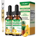 2 Pack Selenium Vedel tilgad, 200mcg Vedel Seleenilisandit C-vitamiini ja tsink, immuunsüsteemi toetamine, antioksüdant ja südame tervis, kõrge imendumine, ananassimaitse