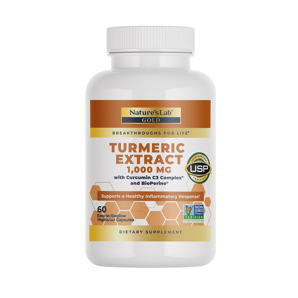 Looduse Lab Turmeric ekstrakt kurkumiin C3 ja BioPerine 1000mg - soodustab südame-veresoonkonna, seedimist ja immuunsüsteemi tervist - 60 kapslit (30 päeva pakkumine)