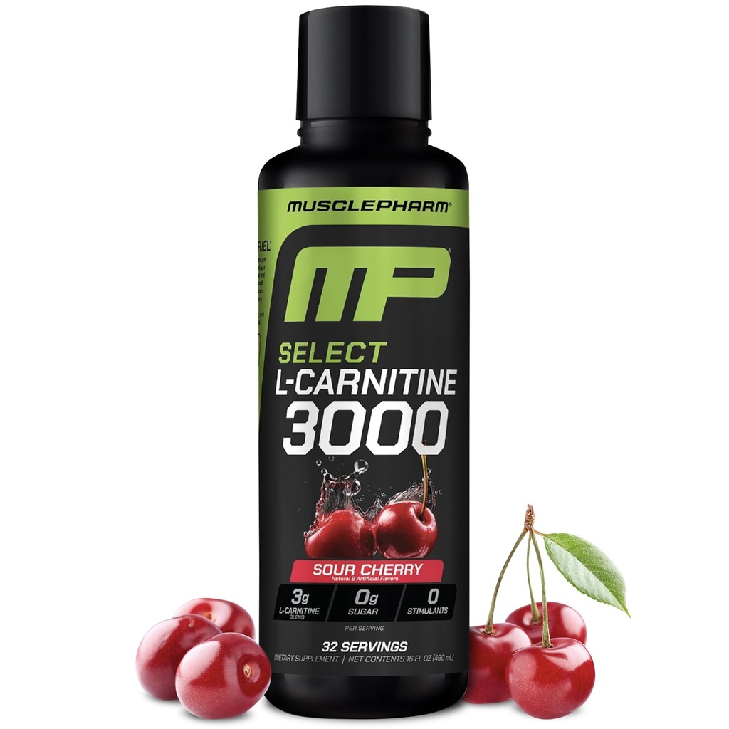 Muscle Pharm L-karnitiin 3000, Ultimate Vedel L-karnitiini Täiendus Suure jõudlusega, Toetab Metabolismi, Hüdreerimist Ja Energiat, Nullsuhkrut, Madalad Kalorid, Hapu Kirsi Maitse, 32 Servingut