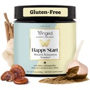 Winged Wellness Õnnelik algus, meeleolu suurendamine Joogisegu pulber naistele - õnnelik meel ja hormonaalne tervis, meeleolutoetuslisa Red Maca, Ashwagandha, seened ja muud - šokolaad, 30 serveerimist