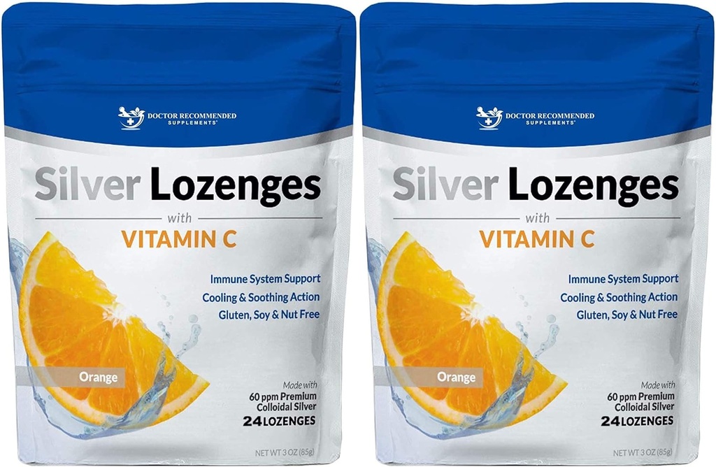 Hõbedased kreemid C-vitamiiniga - Premium Nano Hõbe 60 PPM Kolloidhõbe, orgaaniline mesi ja C-vitamiini mineraallisand tilgad, et toetada immuunsüsteemi, Soothe Cough & Throat - Pakend 2