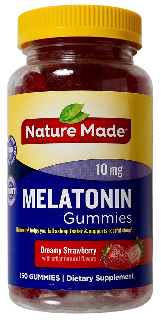 Nature Made Melatonin 10mg Dreamy Maasikas Looduslikud Maitsed, 150 Gummies