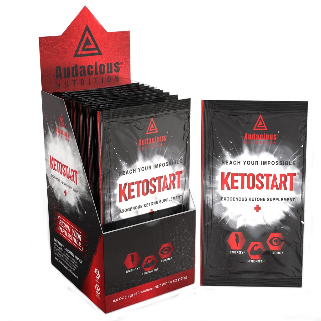 KetoStart+ | Eksogeensed Ketoonid Pulber elektrolüütidega energia, tugevuse ja fookuse jaoks | kofeiiniga | Vaarika Lemonaadi Maitse elektrolüütpulber (10x Ketoonid Joogi Sega Pakid)