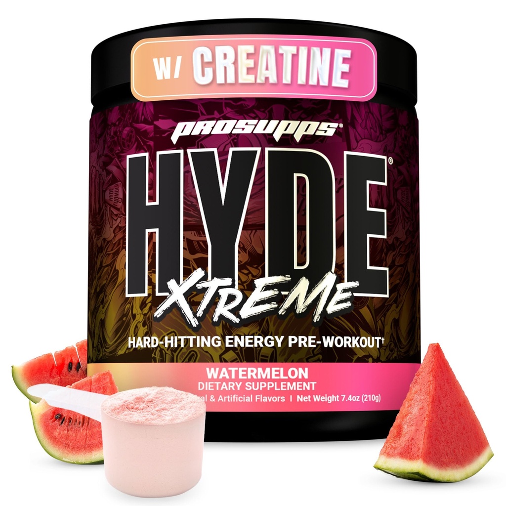 PROSUPPS Mr. Hyde Xtreme Pre Workout Powder koos kreatiini, beeta-alaniin & kofeiiniga - Extreme Energy, Pumps, Focus & Performance - Fitness & jõusaali täiendused meestele ja naistele (Watermelon, 30 Servings)