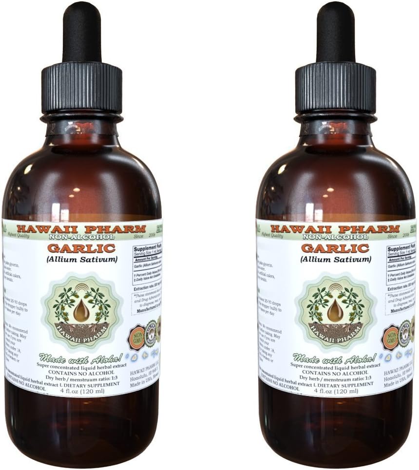 Küüslauk Alkoholivaba vedelik ekstrakt, orgaaniline küüslauk (Allium sativum) Kuivatatud pulber Glycerite Hawaii Pharm Looduslik Taimne Täiendus 2x2 oz
