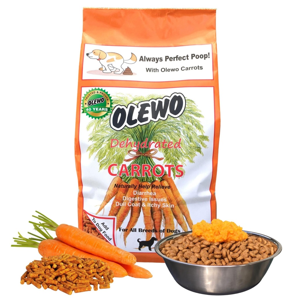 Olewo originaalsed porgandid koertele - Fiber täiusliku poopi jaoks, dehüdreeritud koeratoidu toppers for Picky Eaters, looduslik naha ja kate tugi, multivitamiinid, probiootikumid seedetrakti ja soolestiku tervise jaoks, 1 lb