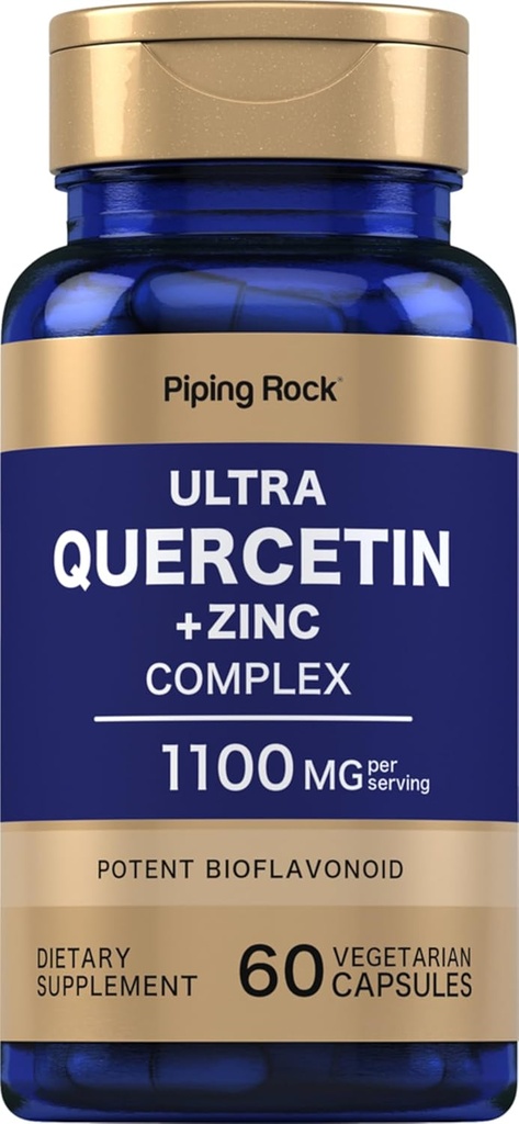 Piping Rock Quercetin Zinc Complex | 1100 mg | 60 Capsules | Non-GMO, Gluten Free Supplement