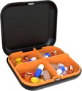 Pill Box Portable Pill Dispensing Box, Travel Portable Pill Box, 4-Compartment Daily Portable Pill Korraldaja, Sobib Vitamiinide, Ravimite, Kalaõli (must + oranž)