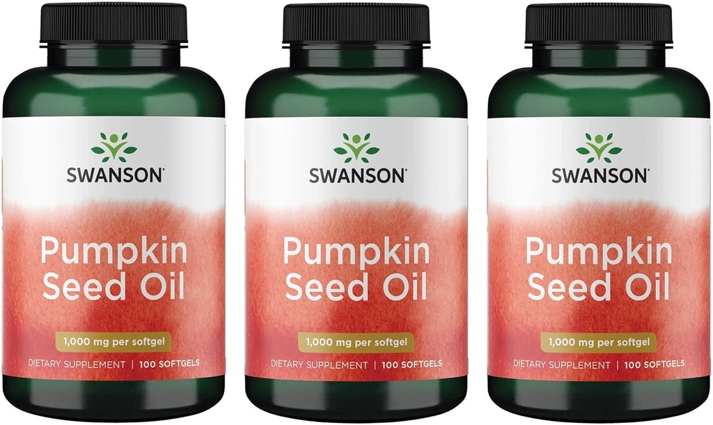 Swanson Kõrvitsaseemneõli Kombinatsioon Taimne täiendus 1000 mg 100 Softgel Kapslid (3 Pakend)