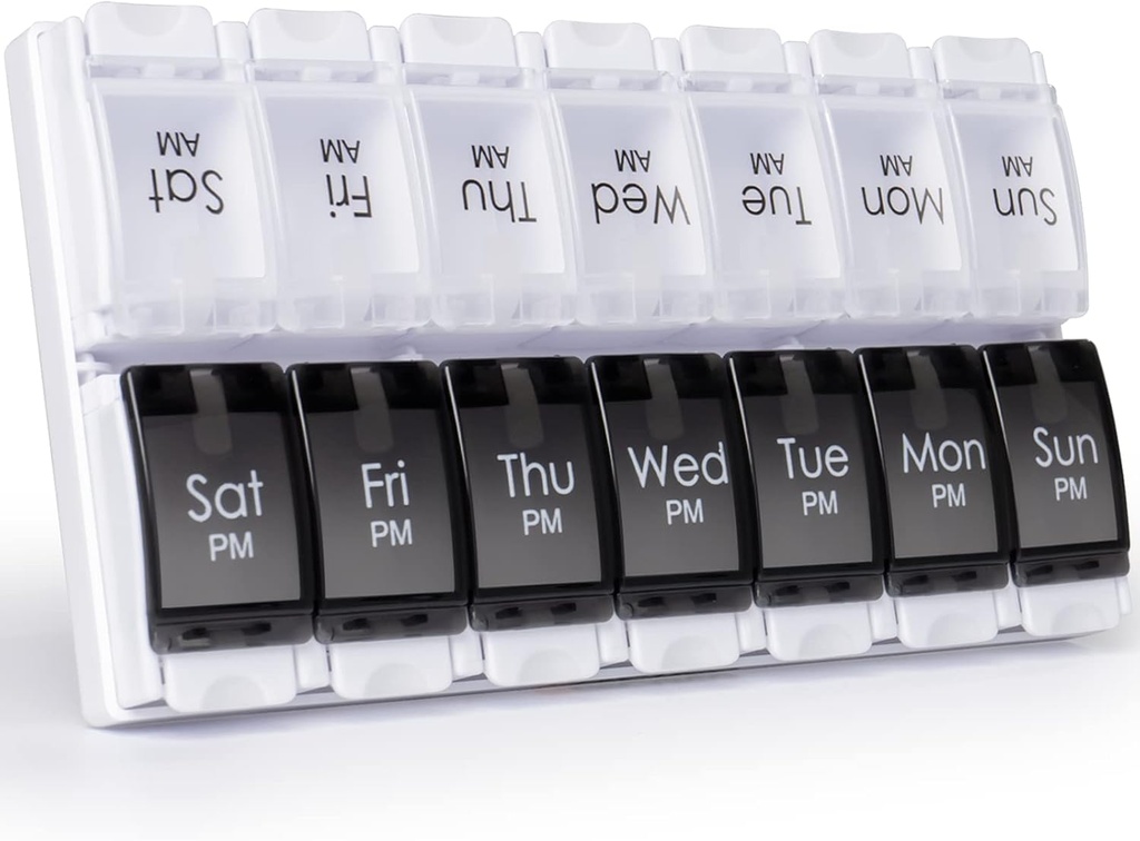 MERICARGO Am Pm Pill Organizer 7 päeva , 2 korda päevas Suur iganädalane pillide karp , vajutage nuppu Igapäevased pillid Vitamiin , kalaõli , toidulisandid