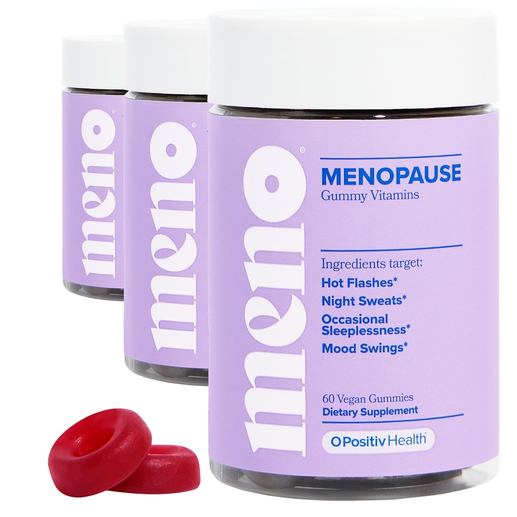 O Positiv MENO Gummies for Menopause, 30 Servings (Pack of 3) - Hormoonivabad toidulisandid naistele Black Cohosh & Ashwagandha KSM-66 - aitab leevendada kuuma vilgub, öine higi ja meeleolu Swings