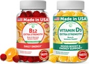 Lunakai Vitamiin B12 ja Vitamiin D3 Gummies Bundle - 3000 mcg B12 ja 25 mcg 1000 UI VIT D3 - Gluteenivaba, No Corn Syrup, Orgaaniline, Non-GMO, Taimne želatiin Vaba