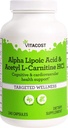 Vitacost Alpha lipohape & atsetüül L-karnitiin HCl - 1600 mg portsjoni kohta - 240 kapslit Vitacost Brand