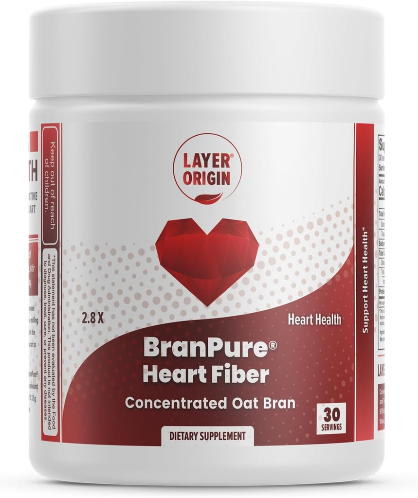 Kihi päritolu BranPure Heart Fiber, Super kontsentreeritud kaera kliid - Vähenda LDL-C ja igavesti kemikaale nagu PFAS lahustuva kaera glükaan, maitsestamata pulber