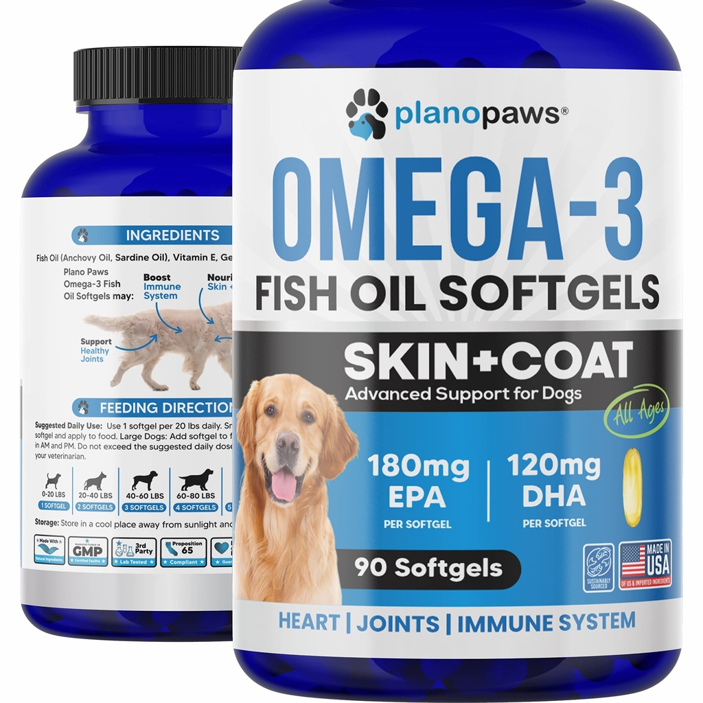 Omega 3 kalaõli koertele - lõheõli koertele - koera kalaõli lisand võib aidata heita, allergiat, sügelust - toetab kuiva nahka, liigeseid - koera nahka ja mantlit - 90 kalaõli pillid EPA DHA