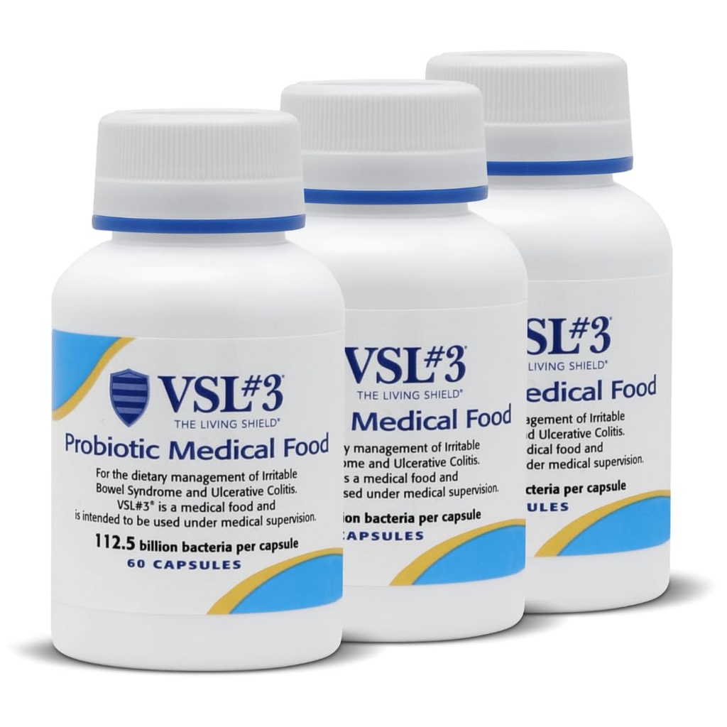 VSL # 3® probiootikumid seedetrakti tervise, IBS & UC sümptomite jaoks - 112,5B CFU-d, suure potentsiaaliga, mitmetüveline, elus, külmunud probiootikum, soolestiku tervise tugi meditsiiniline toit meestel ja naistel, 180 kapslit
