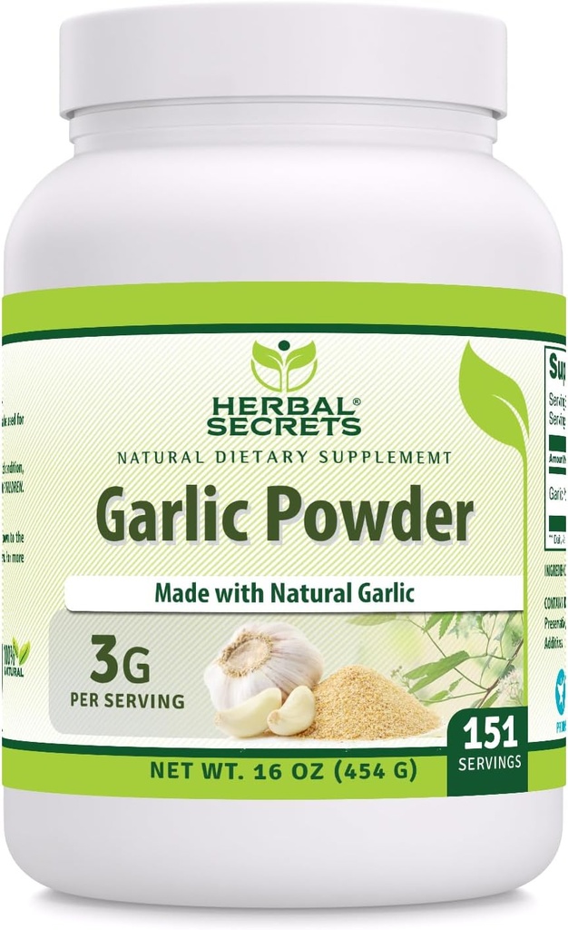 Taimsed saladused Küüslaugupulber Lisa | 3 Mg Serving | 16 Oz (454 G) | Mitte-GMO | Gluteenivaba | Valmistatud USAs