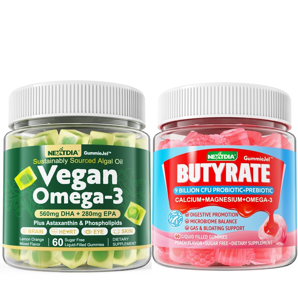Vegan Omega 3 Gummies + Butüraat Gummis Sugar Free