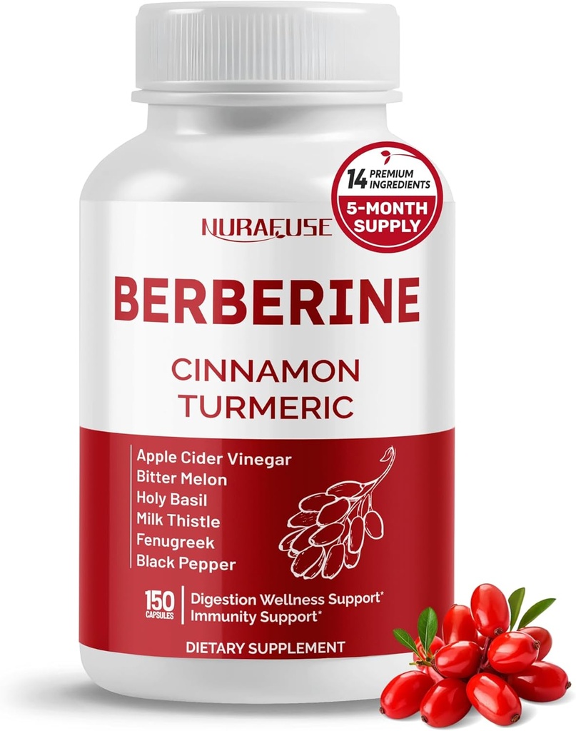 Berberine 14-in-1 Täiendus koos Ceylon Cinnamon Apple Siider Äädikas Kurkummaline Mõru Melon Püha Basiilik Piimaohakas lambaläätse Gymnema Banaba - valmistatud USAs