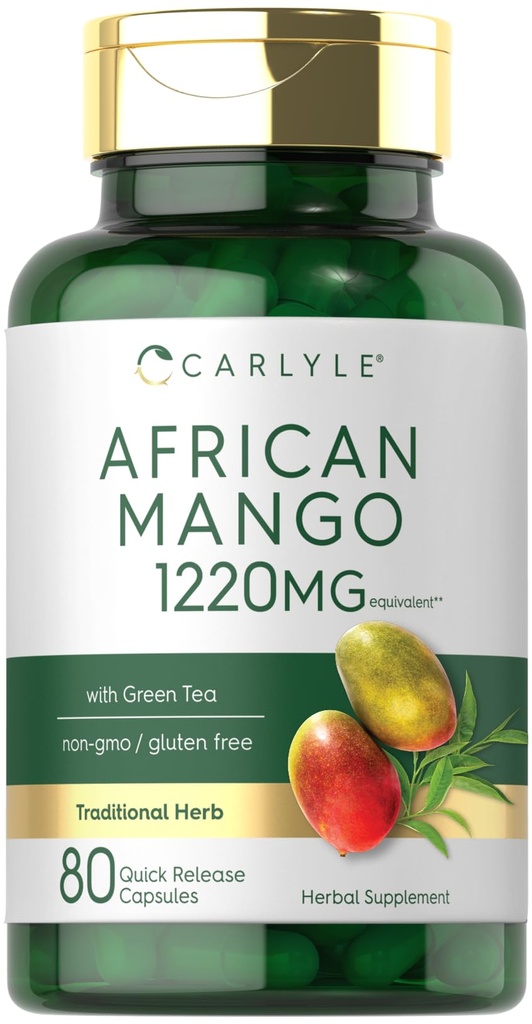 Carlyle Aafrika Mango täiendus 1220mg | 80 kapslit | rohelise tee ekstraktiga | Mitte-GMO, Gluteenivaba