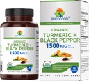 Brieofood Organic Turmeric with Black Pepper 1500mg, 45 Servings, Taimetoitlane, Gluteenivaba, 90 Taimetoitlane tablett