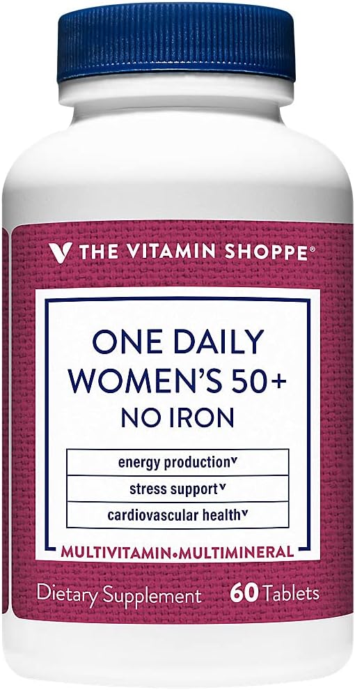 Vitamiin Shoppe One Daily Naiste 50+ multivitamiini ilma rauata, multi-Mineral Supplement, toetab energiatootmist, toetab südame-veresoonkonna, nägemise ja immuunsuse tervist (60 tabletti)
