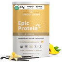 Sprout Living Epic Protein, Taimne Valk & Superfoods Pulber, Vanilla Lucuma Pulber | 20 Grams Orgaaniline Valk Pulber, Vegan, Non Dairy, Non-GMO, Gluteenivaba, Madal suhkur (2 Nael, 24 Servings)
