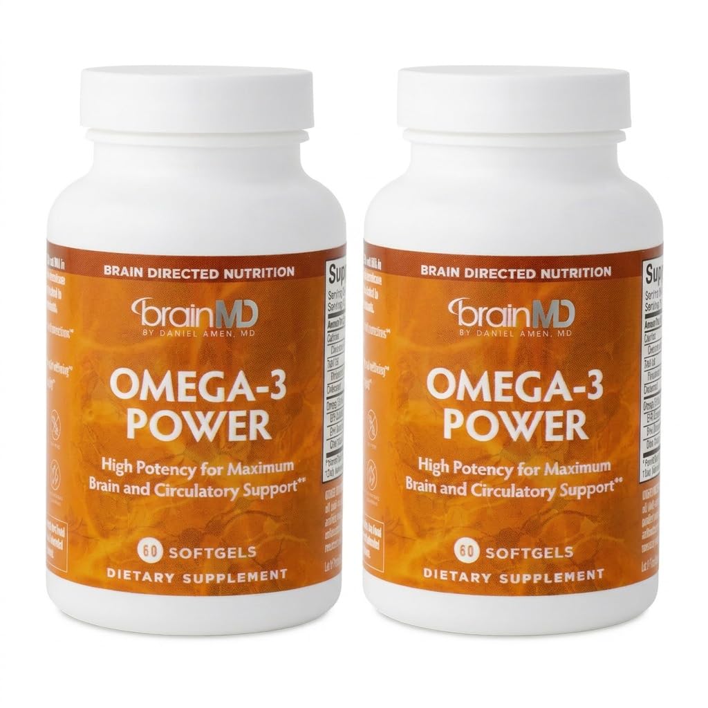 BrainMD Dr Amen Omega-3 Power - 60 kapslit, pakend 2 - ühine ja immuunne tugilisa - sisaldab DHA & EPA - gluteenivaba - 60 kokku Servings