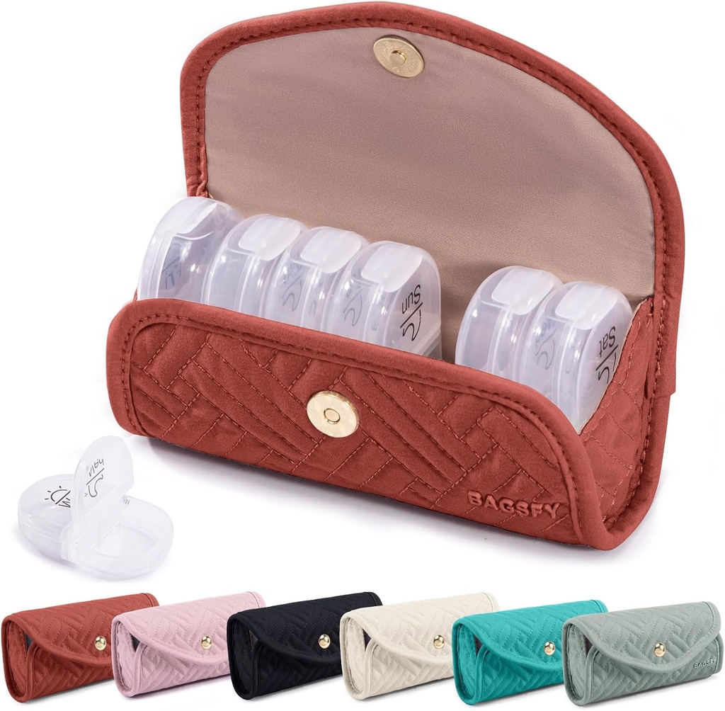 BAGSFY Weekly Pill Organizer 2 korda päevas armas kangast pillid juhul, meditsiini kott, AM PM Pill Box 7 päeva, kaasaskantavad ravimid reisijuhtum pillid, vitamiinid, kalaõli, toidulisandeid.