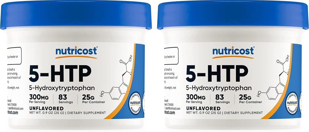 Nutricost 5-HTP pulber 25 Grams (2 Pack) (300mg Serving)